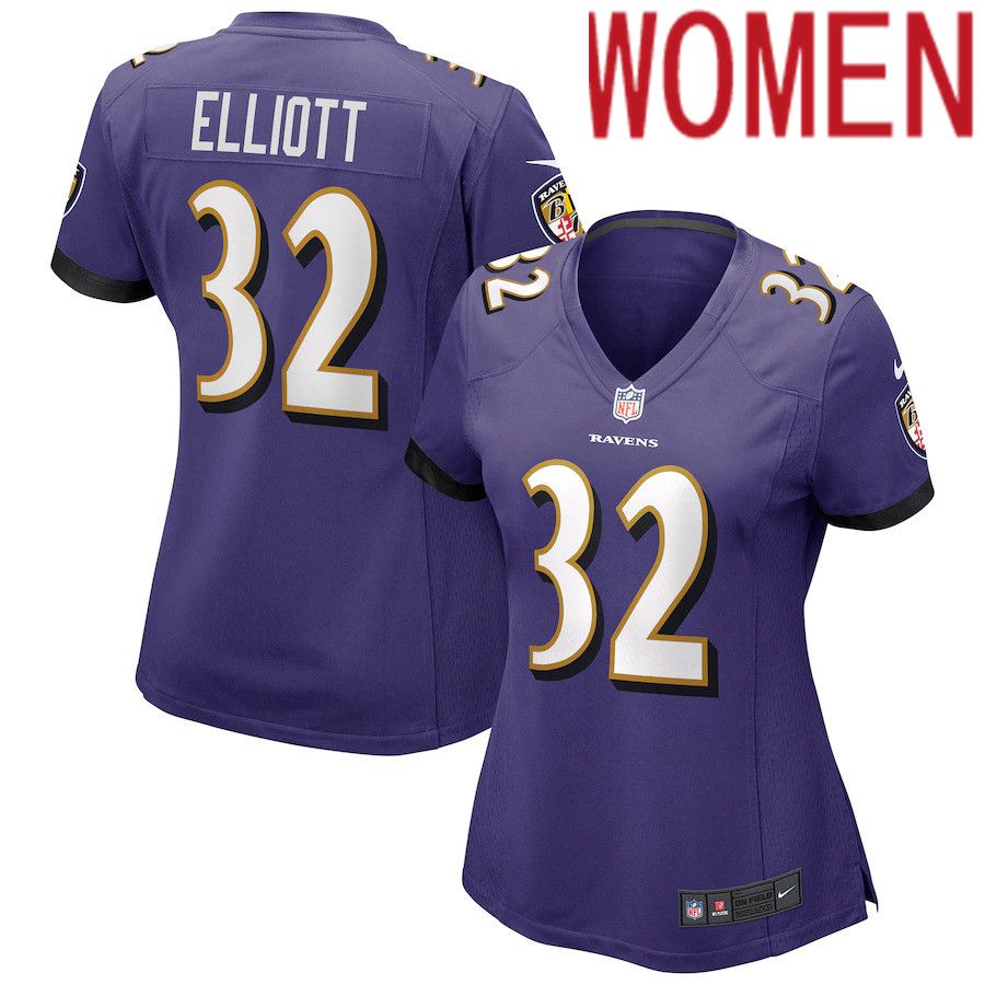 Women Baltimore Ravens #32 DeShon Elliott Nike Purple Game NFL Jersey->women nfl jersey->Women Jersey